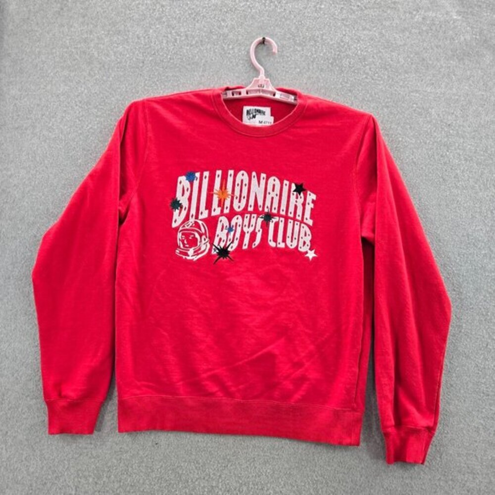 Billionaire Boys Club Men Sweatshirt L‎ Red Astronaut Logo Embroidery Graphic